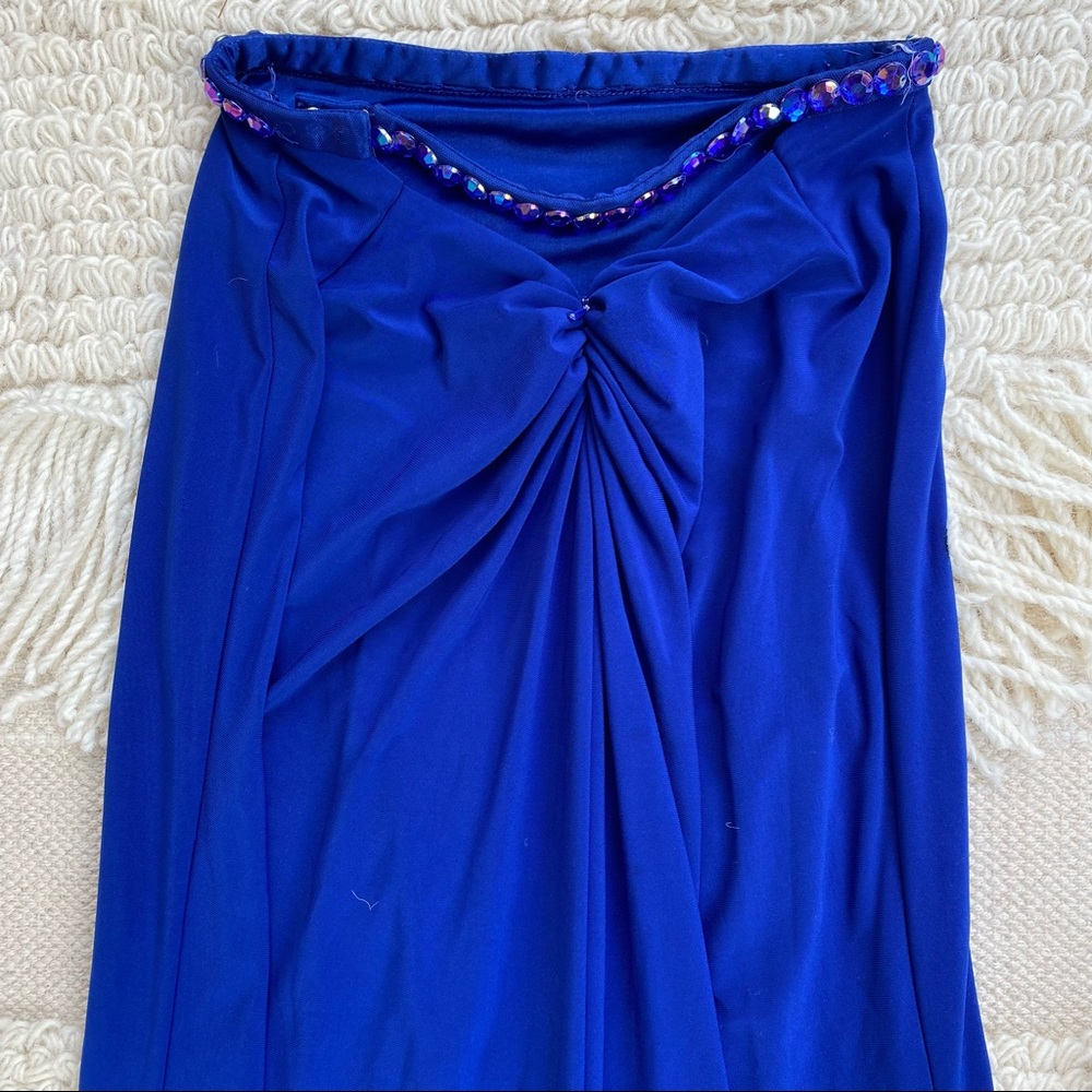SHERRI HILL blue embellished two-piece formal dress crop top with maxi skirt 4 - Picture 14 of 16